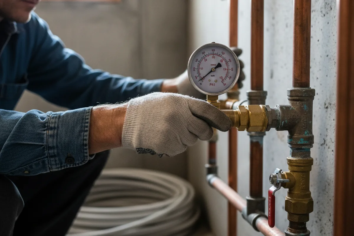 Pressure testing a repaired line during Water Line Repair in Westville